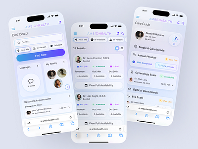 Streamlining Healthcare: AmbioHealth Case Study appointment branding calendar casestudy components dashboard design doctor family health healthcare hi fidelity mobile productdesign profile search ui ux wireframes