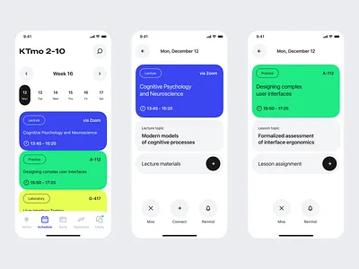 Schedule screen in university mobile app app da dailyui design mobile schedule ui university