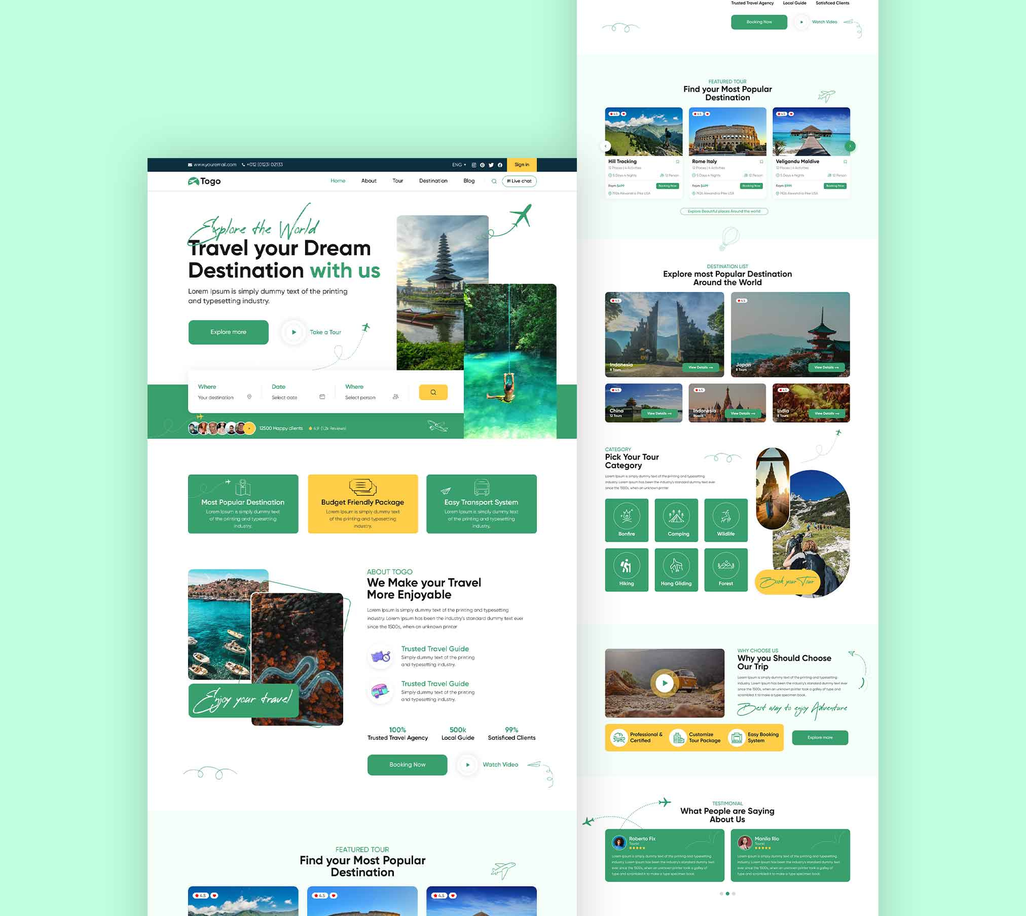 Travel Agency Landing page UI adobe xd agency design figma landingpage product product design travel agency ui ui design uiux user interface web design website