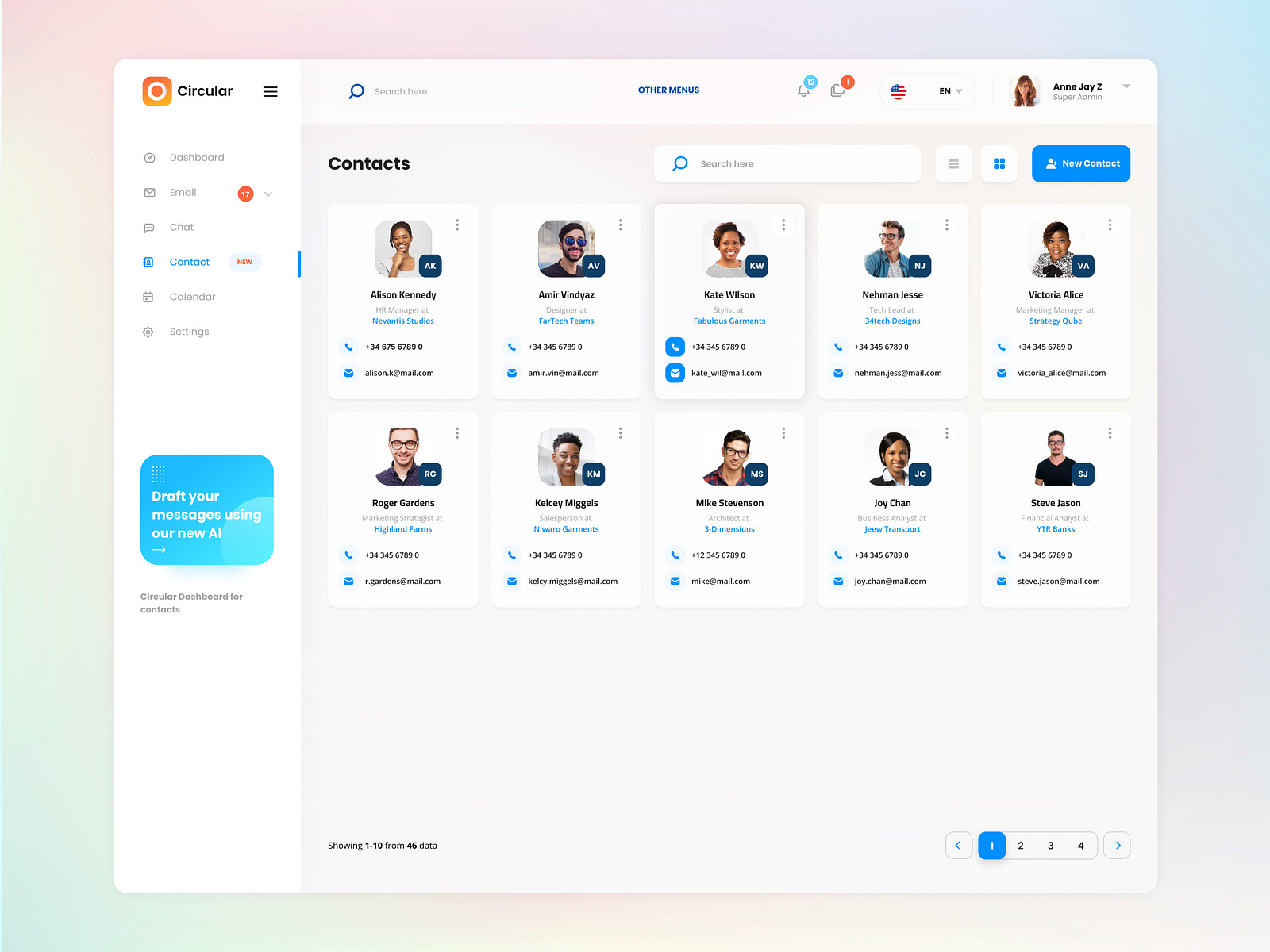 Dashboard done for Circular Contacts by Jithmi Alwis on Dribbble