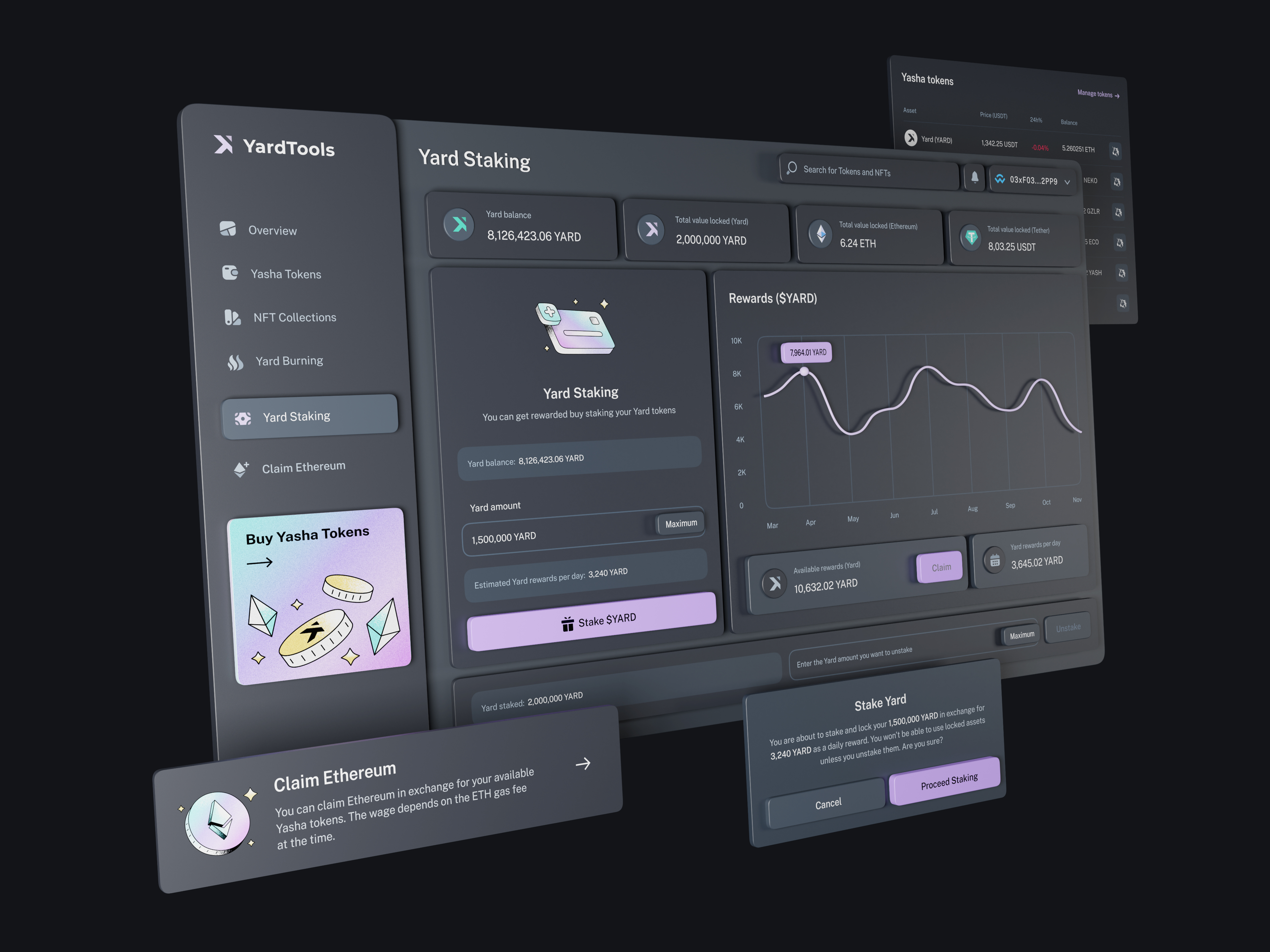 YardTools - DeFi UI/UX Case Study 3d adobe illustrator blender blockchain case study crypto dark theme flat design illustraion interaction design isometric kamyar yazdanpanah light theme outline ui ui design user interface ux ux design web3