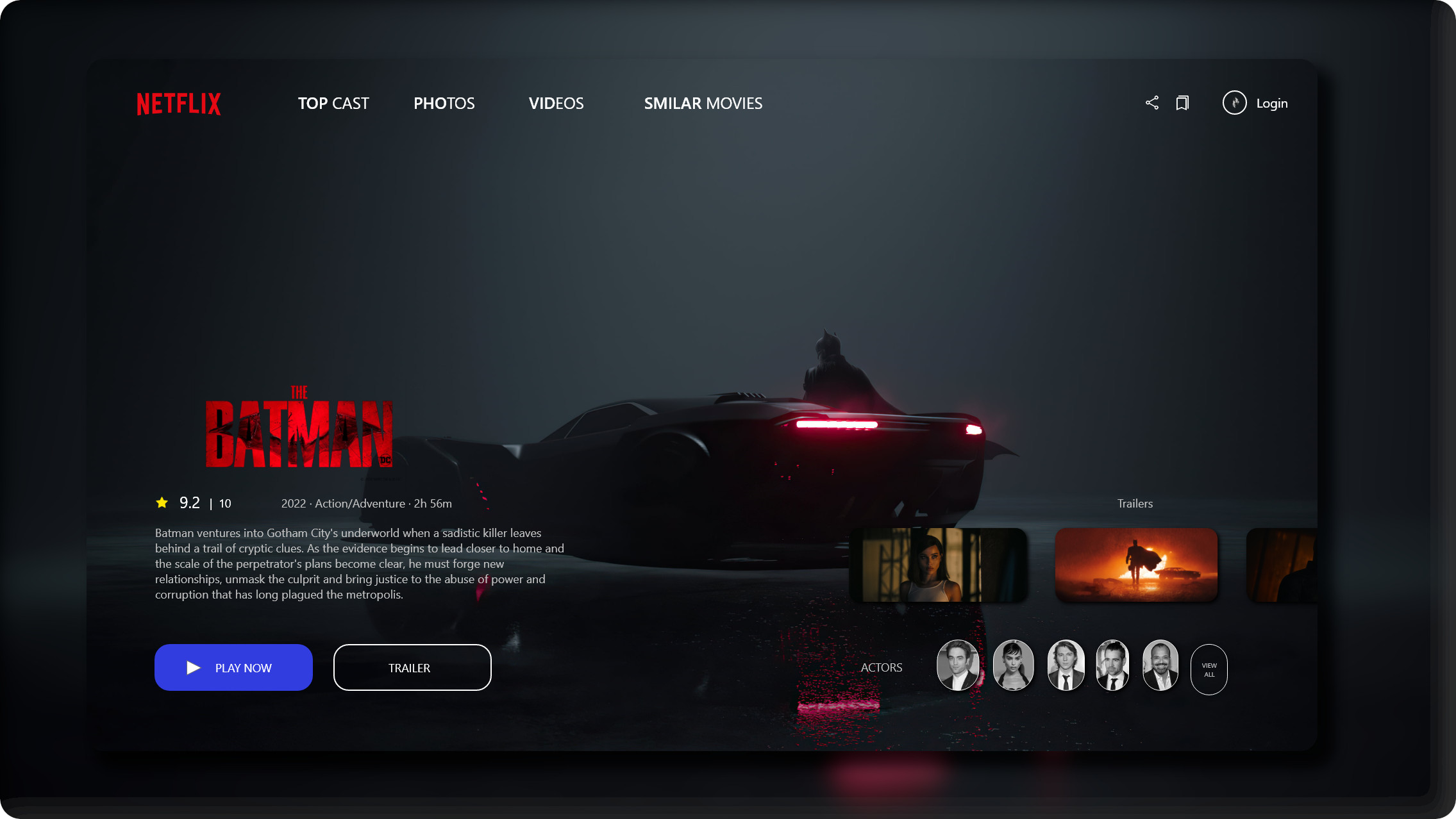 The Batman - Netflix Prototype adobe xd graphic design motion graphics ui ux