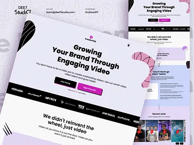 Full Brand & Website Redesign for CreatorClip.co | Dee7 Studio branddesign digitalagency figma graphicdesign landing page modernwebdesign prototype ui webflowdevelopment websiteredesign