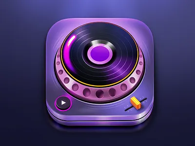 DJ Mixer App Icon android app design badge dj dj mixer app icon easy dj figma illustrator ios icon iphone icon mac icon music night party photoshop purple ui