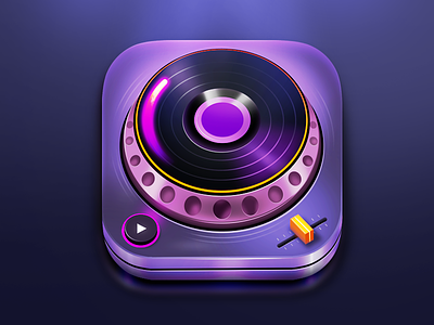 DJ Mixer App Icon android app design badge dj dj mixer app icon easy dj figma illustrator ios icon iphone icon mac icon music night party photoshop purple ui