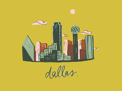 Dallas TX branding cowboy dallas illustration skyline texas