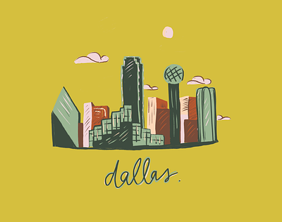 Dallas TX branding cowboy dallas illustration skyline texas