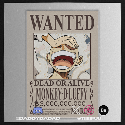 Monkey D. Luffy Gear 5 Wanted poster anime art background collectable design digital art gear 5 monkey d luffy nft sellable solana solana nft