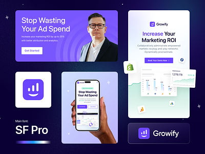 Growify Marketing AI-powered platform afterglow b2b brand guidelines branding dashboard graphics marketing marketing tools platform saas ui website