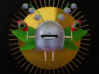 Happy May Ⅱ🌼👀 3d 3d caracter 3d illustration black c4d character character design cinema 4d eyes face flower graphic design illustration lily monster plant redshift