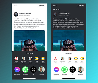 Social Share facebook share share to social social media ui ui app ui design uiux whatsapp