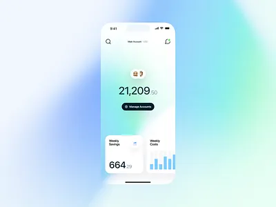 Bank account view account application bank banking clean design gradient green minimal mobile money