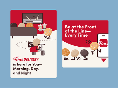Delivery & Skip the Line app app banner bold branding bright character email email banner email graphics flat hockey icon illustration layout scooter tv ui ux vector