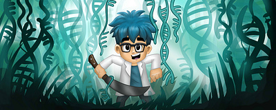 Scientists DNA jungle cartoon character character design design illustration mascot