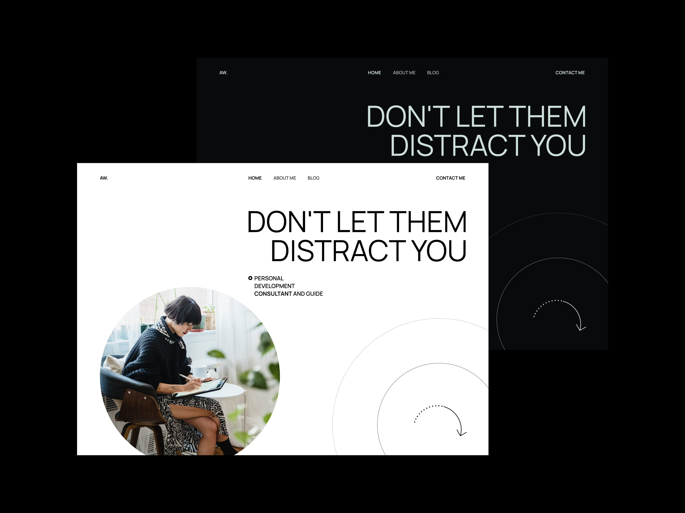 Personal Business Website arrow circle dark echo echo design echodesign hero landing landing page light minimal orbit personal personal business personal website scroll story telling typography ui design webdesign