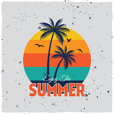 Outdoor Summer T-shirt Design beach birds logo tshirt design merchandise design retro design summer summer t shirt design tree vintage design warm color warm design