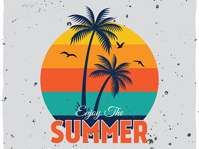 Vintage Retro Sunset Palm Tree, Stickers Graphic by tshirt_design ·  Creative Fabrica