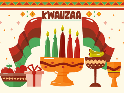Flat Kwanzaa Background Illustration africa america background candle celebration culture festival holiday illustration kwanzaa traditional vector