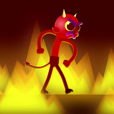 Devilish walk cycle after effects. animation character devil fire hell illustration loop motion graphics walk cycle