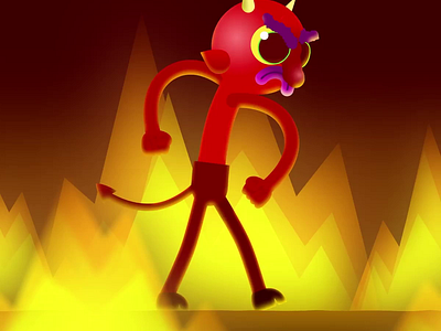 Devilish walk cycle after effects. animation character devil fire hell illustration loop motion graphics walk cycle