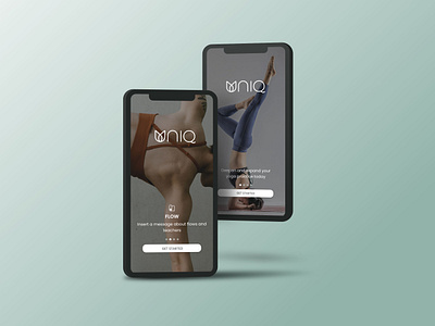 Mobile Splash Screens for UNIQ adobexd branding design fitness fitness apps graphic design high fidelity mockup ui ux yoga yoga apps