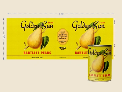 Vintage Pear Can Design 1930s brand identity branding can can label food label food packaging fruit fruit label label packaging design prop design retro tin can typography vintage vintage design vintage label vintage packaging wes anderson