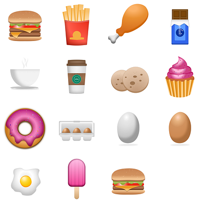 Food 3D Icons 3d burger coffee donught food graphic icon icons ui