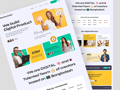 Digital Agency Landing Page Design branding digital agency figma homepage mockup modern startup team trend ui ui ux website yellow