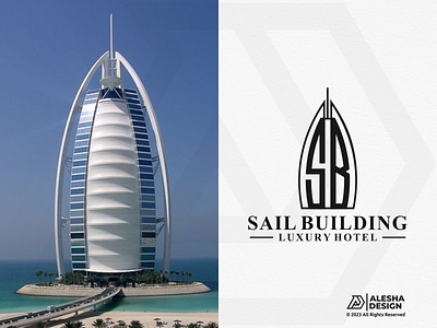 Sail Building Logo Design b branding burj al arab creative design dubai elegant graphic design icon initial initials logo luxury luxury hotel luxury hotel branding luxury resort s sb simple symbol