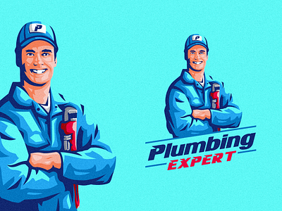 Plumbing Expert Logo branding design graphic design identity illustration logo mark plumber plumbing service tshirt vector