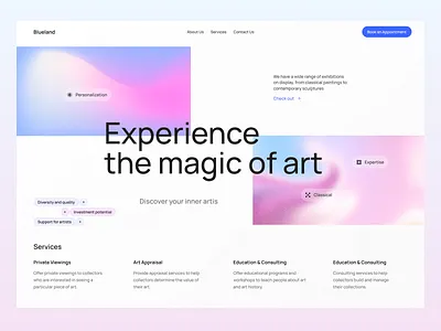 Art Gallery Landing Page desktop gallery gradient landing page landingpage technology ui uidesign uiux