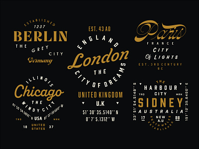 Popular City Name - Lockup apparel berlin branding chicago city name font fonts layout lockup logo london merch merchandise paris popular city sidney t shirt type type system typography