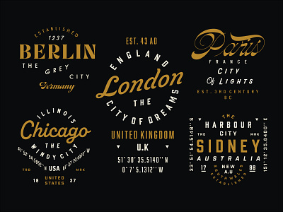 Popular City Name - Lockup apparel berlin branding chicago city name font fonts layout lockup logo london merch merchandise paris popular city sidney t shirt type type system typography