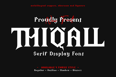 Thiqall - Serif Display Font display fantasy font game grunge halloween horror movie mystery scary scream serif stroke title typography
