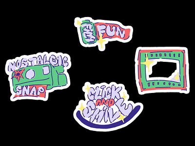 Analog Film Animated Stickers animation branding doodles graphic design motion graphics ui