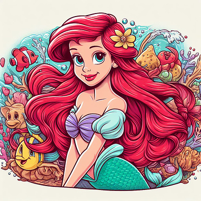 Disney Renaissance | Ariel The Little Mermaid | tracingflock adobe illustrator ai art anime girl cartoon cartoon drawing disney disney world graphic design illustration mermaid tracingflock