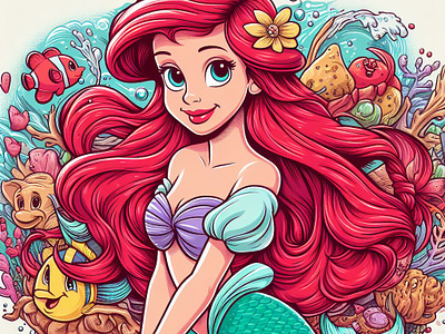Disney Renaissance | Ariel The Little Mermaid | tracingflock adobe illustrator ai art anime girl cartoon cartoon drawing disney disney world graphic design illustration mermaid tracingflock