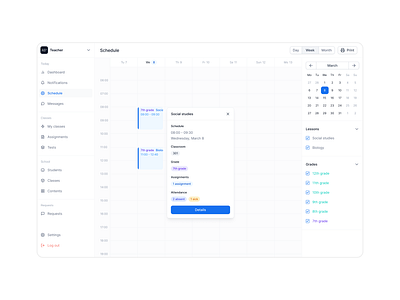 Made by Arctek Studio® education schedule school school platform section ui uiux user interface visual identity