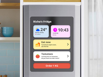 Smart Fridge Interface dailyui design fridge gradient iot smartdevice ui uidesign uidesigners ux