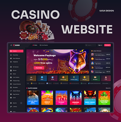 Casino Website Design casino casino design casino gambling casino game casino landing page casino website