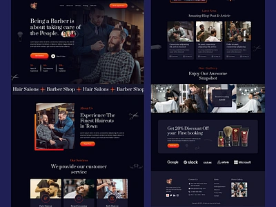 Barber Shop Website👏 appointment barber barber website beard beauty saloon booking fashion haircare haircut hairdresser hairstyle hairstylist landing page makeup menshair saloon service ui webdesign website