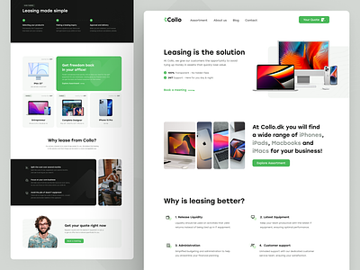 Collo - Website apple benefits contact us design features hero history timeline homepage imac iphone landing page lease leasing it light layout macbook minimal ui user interface web design website