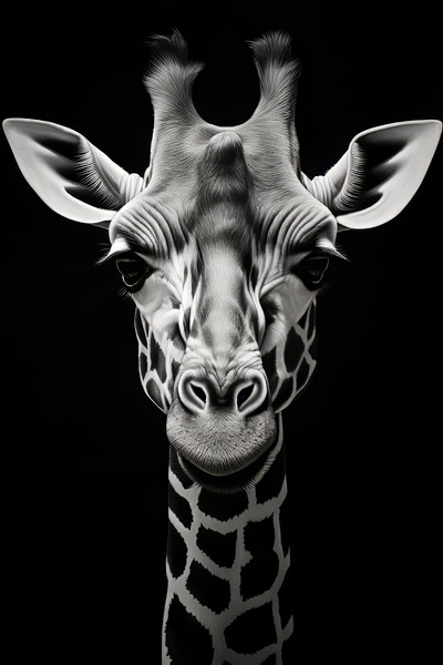 Black and White Wild Animals ai animal black and white bull children giraffe kids lion modern monochrome nursery poster tiger