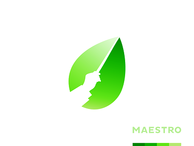 Maestro Renewable Energy logo design: conductor hand green leaf alternative energy biofuel conductor droplet electricity geothermal green hydroenergy hydropower leaf logo logo design maestro motion natural nature negative space power renewable energy wind power