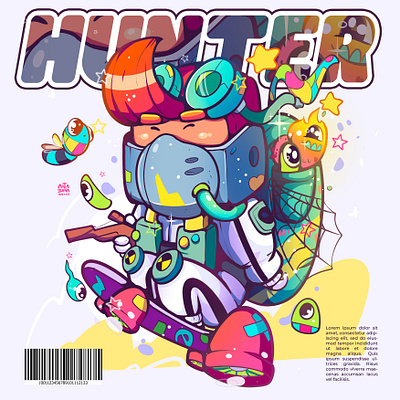 Hunter Alien art branding cartoon character colorful vibe design digital illustration graphic design illustration
