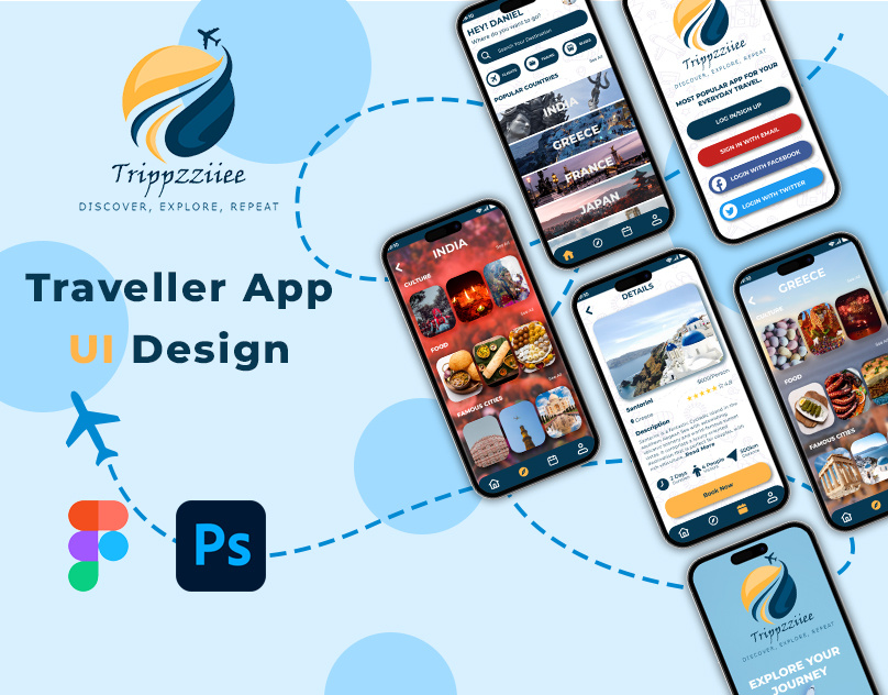 Travel UI Design adobe photoshop figma travel traveller design ui design uiux user interface web design
