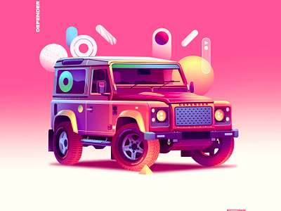 Defender car classic defender illustration light pink vehicle