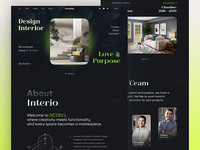 Interior Design Landing Page agency website architect dark grid homedecor interior interior design landing page minimal responsive design room decoration ui uidesign uitrends ux uxdesign visual design web web page website design