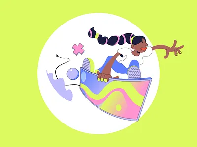 TV Surfer character design girl graphics illustration motion design surfer tv webdesign webpage