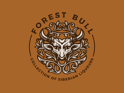 Forest bull alcohol animal beer bull engraving illustration liqueur logo logotype nature ornament vintage zoo